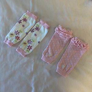 Carters baby girl pink reversible blanket and two baby girls leg warmers bundle
